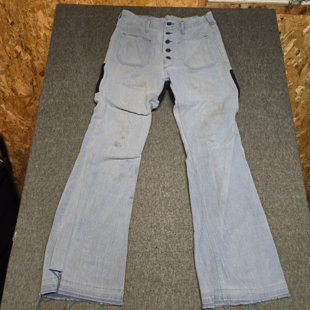 Vintage 70s Wrangler Sailor Bell Bottom Jeans Men 34x34 Patchwork Button Fly USA